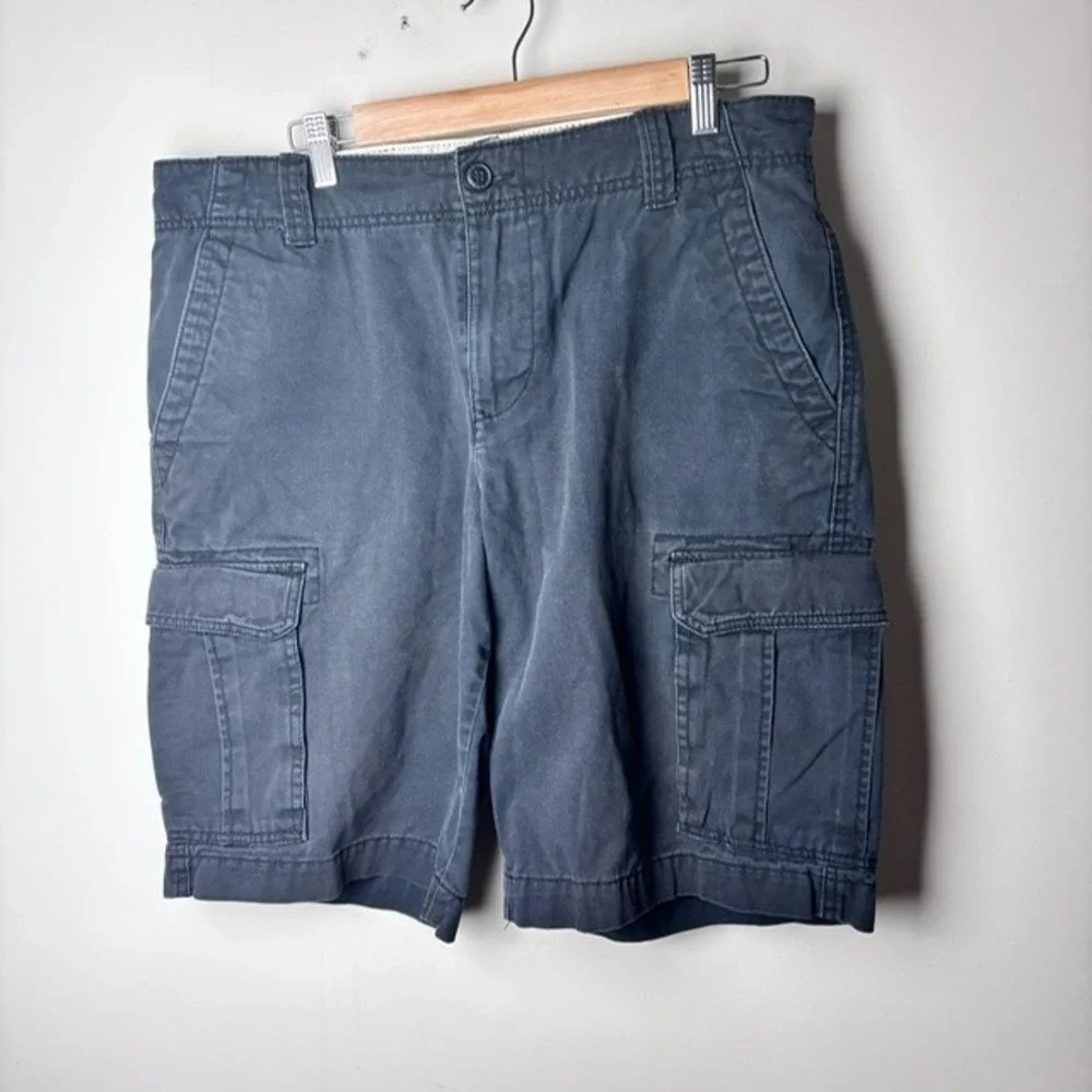 Mens 34 Roebuck And Co. Cargo Shorts Navy Blue Denim‎ Regular Streetwear Outdoor